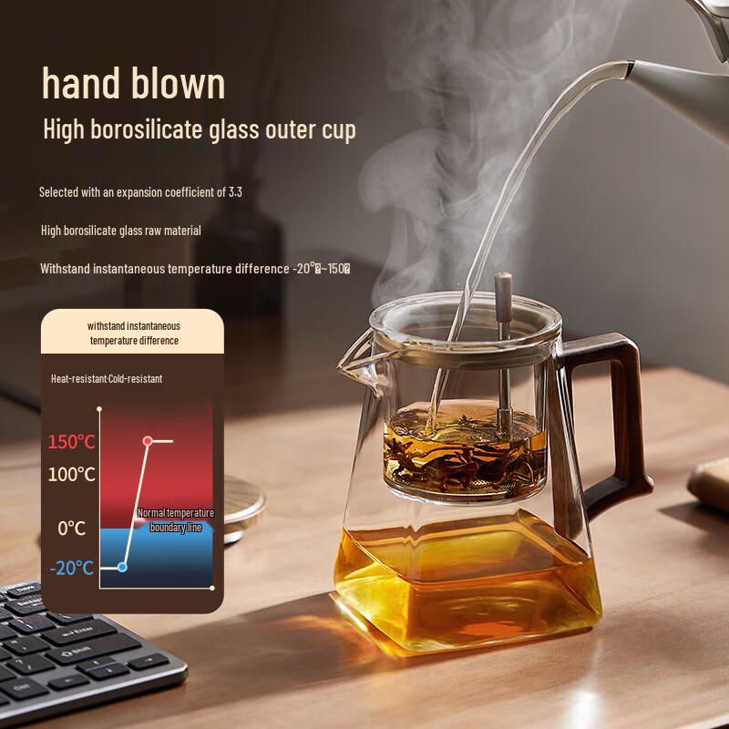 Large Capacity Glass Press-Type Teapot with Infuser
