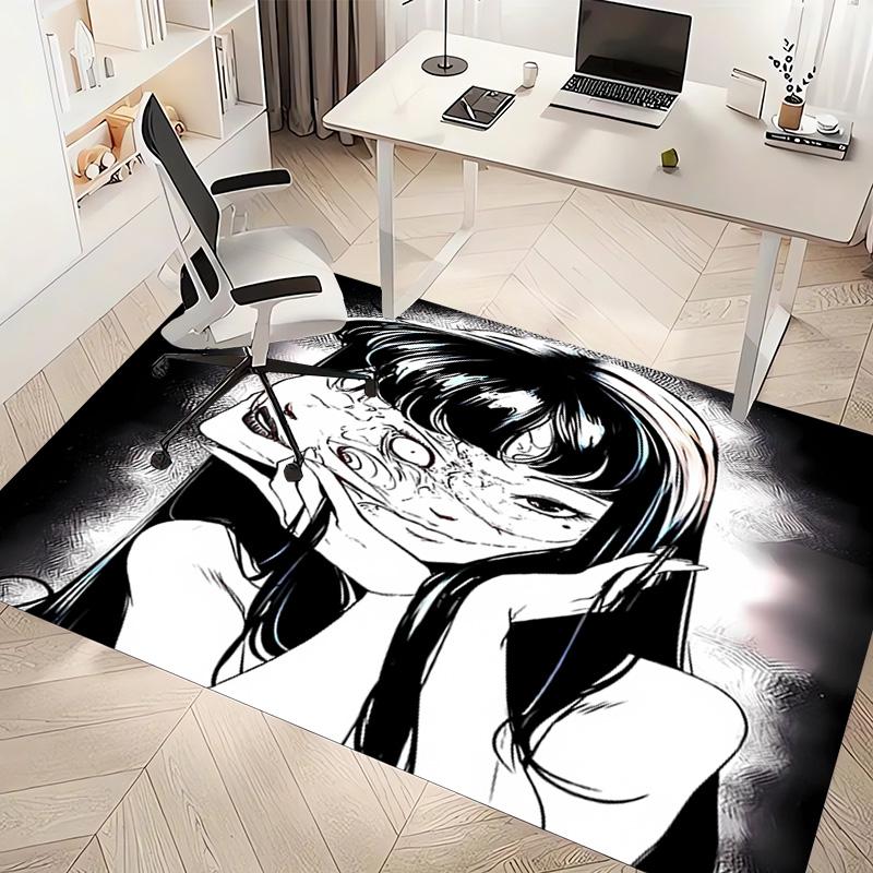 1pc Thriller Manga Junji Ito Tomie Print Area Rug - Soft, Washable Non-Slip Indoor Mat, Living Room, Home Office Decorative Rug,Office Decorative