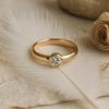 Round Cubic Zirconia Solitaire Bezel Set Ring, Yellow Gold Plated 925 Sterling Silver, Minimalist Engagement Jewelry, Anniversary Gift for Her
