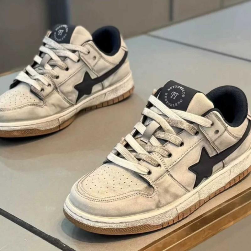 Stylish Platform Sneakers With Star Detail Retro Low Top Casual Shoes Men Women