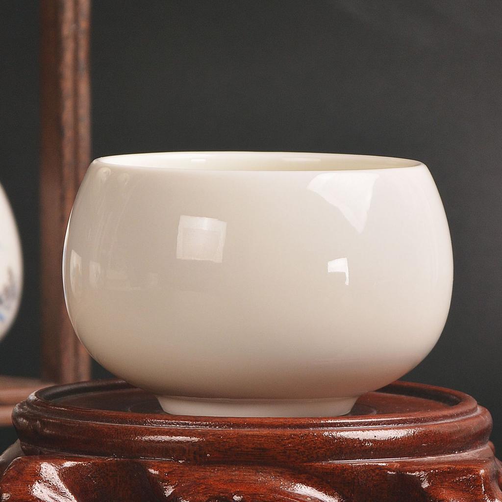 Porcelain master teacup tea bowl single teacup Dehua cup single cup kung fu teacup drinking tea business gift master cup