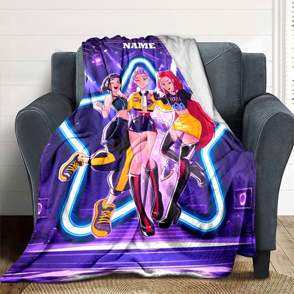 Star Power Trio Cozy Personalized Blanket Customize Your Name Comfortable Texture Throw For Sofa Couch Office Bed Picnics For All Occasions Modern