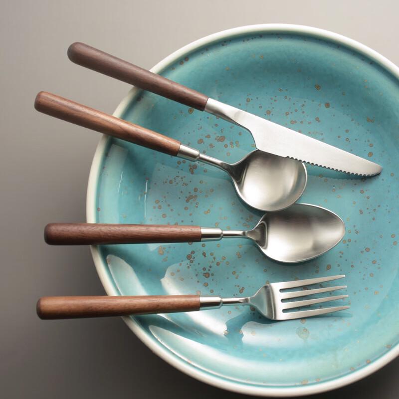 CMAOS 304 Stainless Steel Walnut Handle Spoon Set
