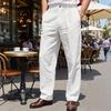 Men's Striped Linen Trousers - Casual Loose Fit for Spring/Autumn