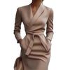 European and American autumn new French temperament celebrity waist-wrapped hip long-sleeved dress