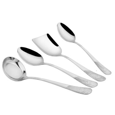 Ensemble de 4 Cuillères de Service en Acier Inoxydable pour Table à Manger/Cuisine, Jauge Lourde 1,8 mm