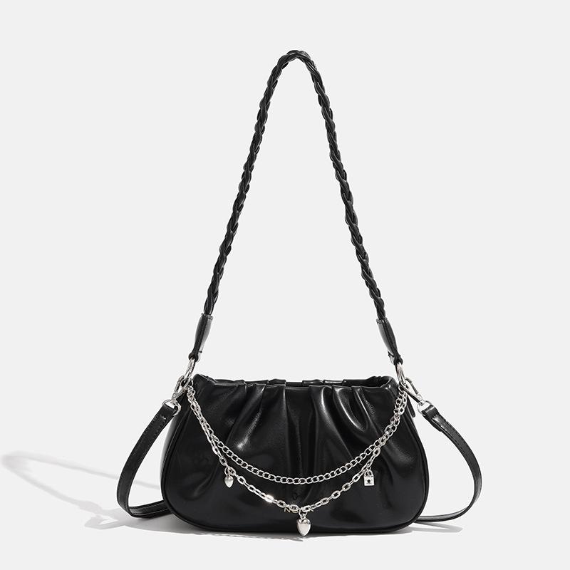 Exclusive for fashionable pleated cloud armpit bag, pearl chain niche versatile fairy style portable shoulder bag