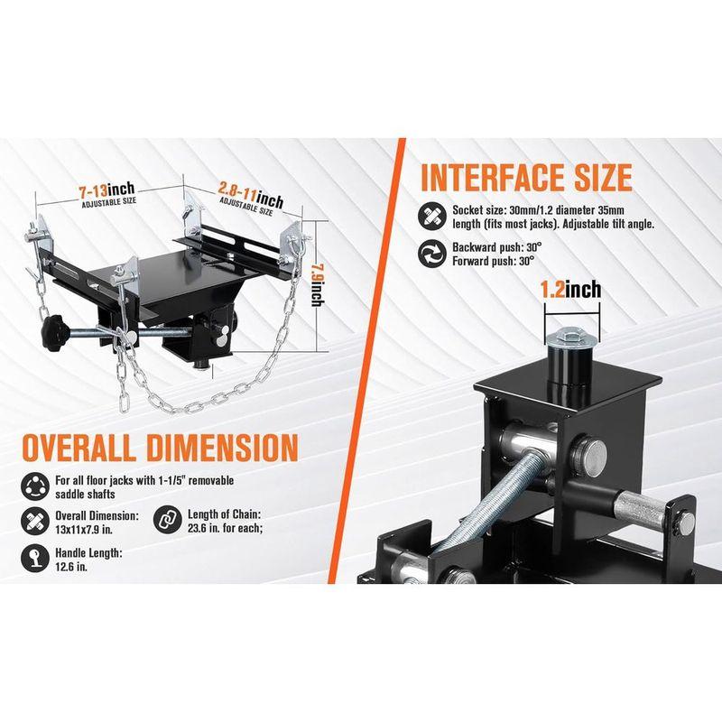 Universal 1/2 Ton Transmission Jack Adapter for Vehicles, 1100 lbs Capacity Gearbox Removal Tool for Hydraulic Jacks