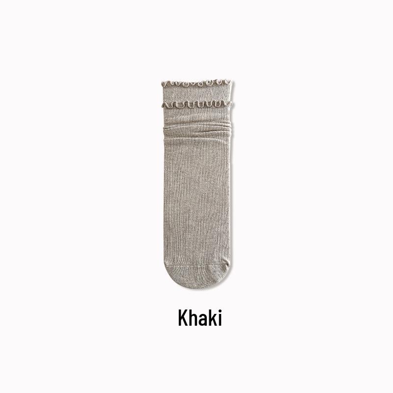 Women's White Mid-Calf Socks, Spring & Autumn Style, Paired with Birkenstocks; Girls' Lace Ruffled Long Socks, Perfect for Autumn & Winter.
