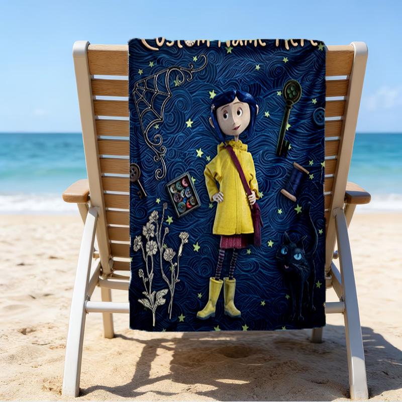 Custom Name Beach Towel Nighttime Adventure Doll Beach Towel, Soft Microfiber, Gift for Her/Him, Birthday, for Pool, Beach, Travel, Fan Gifts