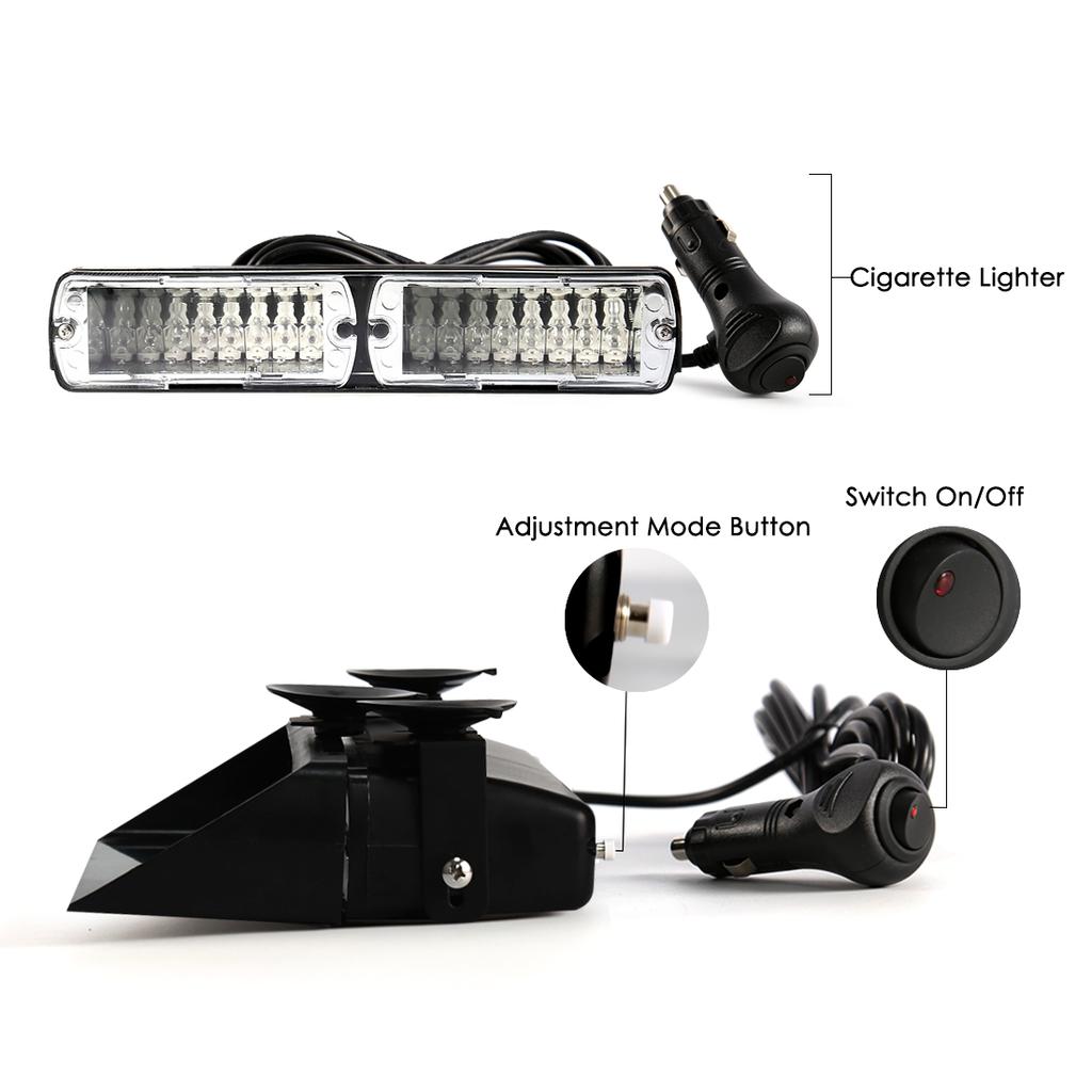 16 LED Strobe Signal Notfall Windschutzscheibe Warnleuchte Rot Blau Gelb Bernstein Weiß Grün Auto Auto Zubehör