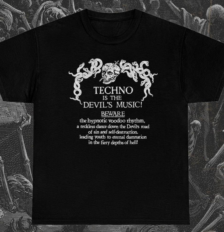 Techno is the Devil Music T-shirt Music Band Rock Punk Metal Unisex tee XL