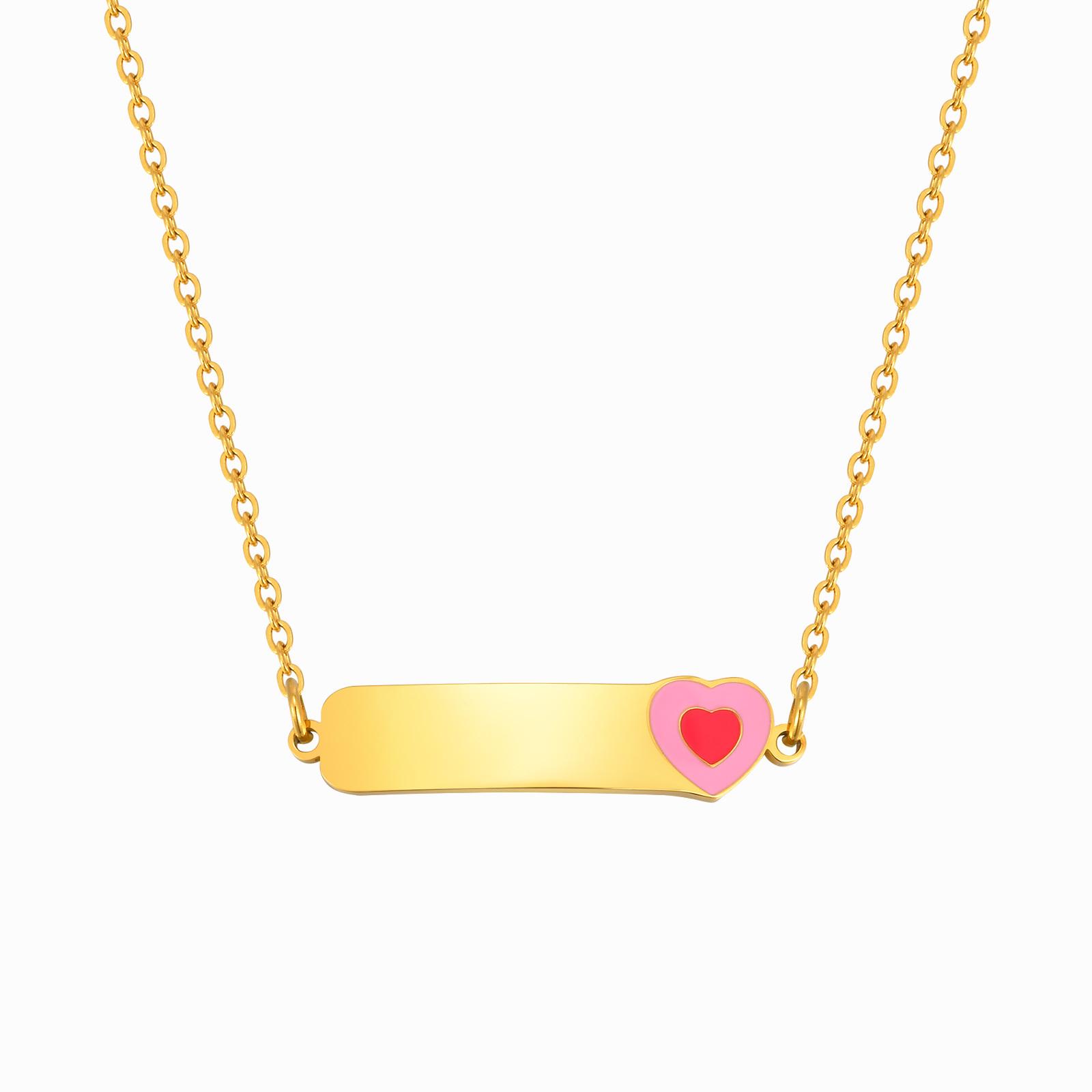

Free Customized Heart Necklace, Engraved Name Personalized Bar Necklace For Baby Kids Newborn Girls Cute Gift