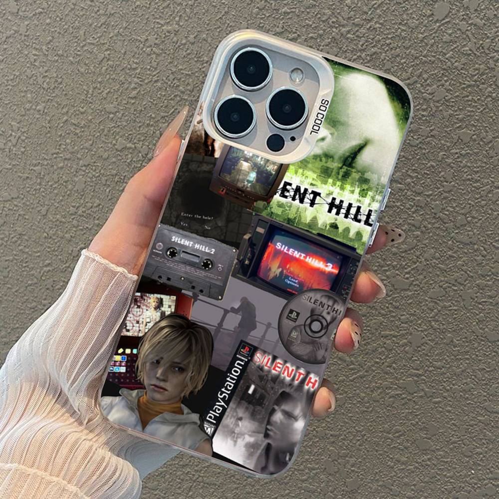 

S-Silent Horror Hill Game Colorful Silver Cover Phone Case For IPhone 17 16 Pro Max 15 Pro 14 Plus 11 12 13 X XS Max XR iPhone 15 pro