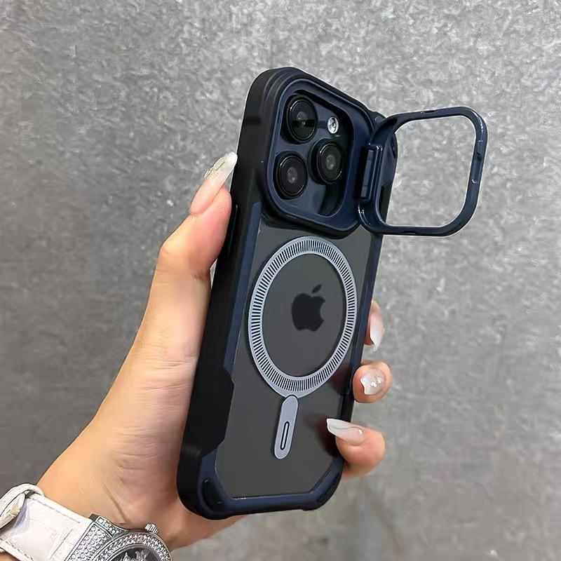 Applicable To Apple 17 Mobile Phone Case 16 Creative Lens Holder iPhone15promax Magnetic Attraction Anti-drop Transparent and Simple