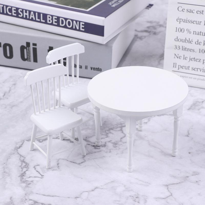 1/12 1set Miniature Dollhouse Furniture Wooden Dining Table Chair Set Simulation Toy