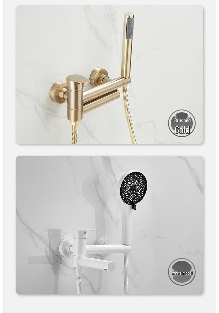 Black Brass Bathroom Bathtub Faucet Set with Shower Head and Hot/Cold Mixer Valve