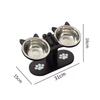 Wooden Pet Feeding Stand with Stainless-Steel Bowls Modern for Kitchen