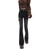 Four Season Wearable Spicy Girl Slim Fit Elastic Splicing Flared Jeans Women'S New High Waisted Niche Design Horseshoe Pants