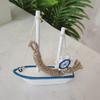Mediterranean Wooden Sailboat Model with Cotton Rope Net - Mini Desktop Ornament & Photo Prop