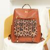 Vintage Rucksack mit Leopardenmuster Damen Schultertasche Studentenrucksack