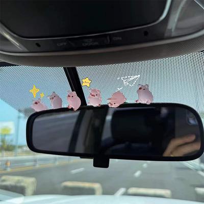 6Pcs/Set Car Center Console Resin Noctilucent Pig Doll Ornament Car Rearview Mirror Decoration Bicycle Auto Interior Accessories