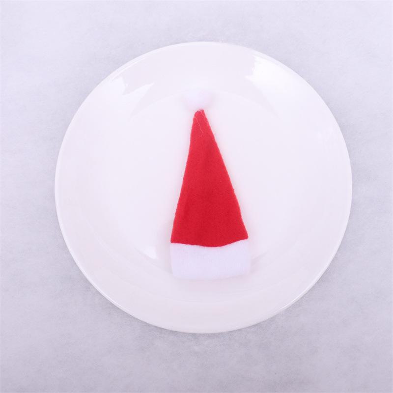 

Мини Рождественская Шапочка Крышка от Бутылки Вина Набор Столовых Приборов Из Матовой Ткани mini tableware красный