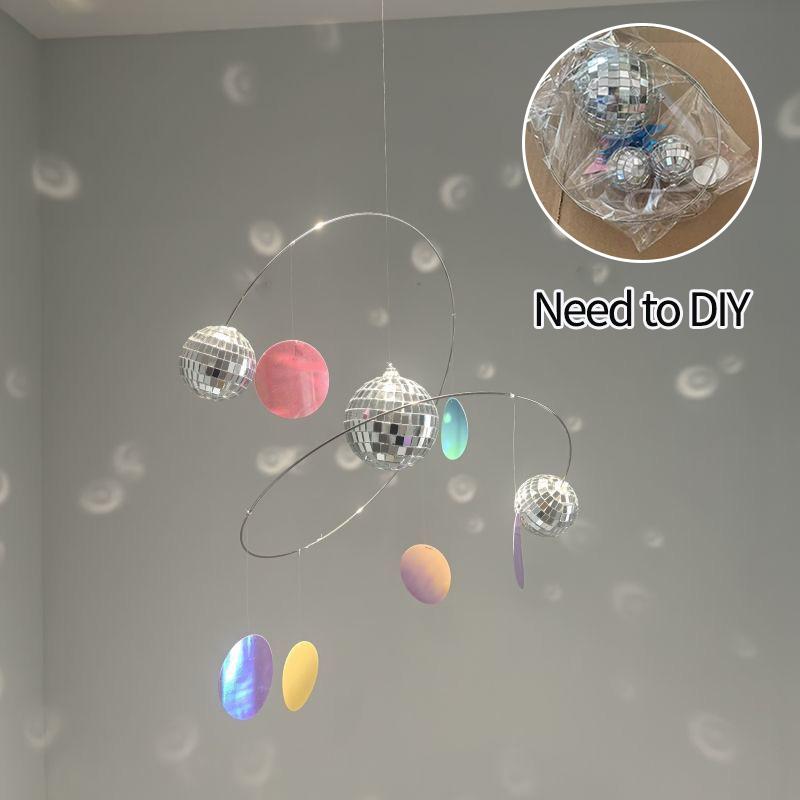 Disco Multi Sided Wind Chime Decorative Reflective Ball Wind Chime Pendant Diy Girl Birthday Gift Planet Light Show Home Decor