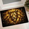 1pc Mechanical Style Golden Lion Flannel Floor Mat, Non-Slip Absorbent Doormat for Entryway, Bathroom, Bedroom, Home Decor Mat