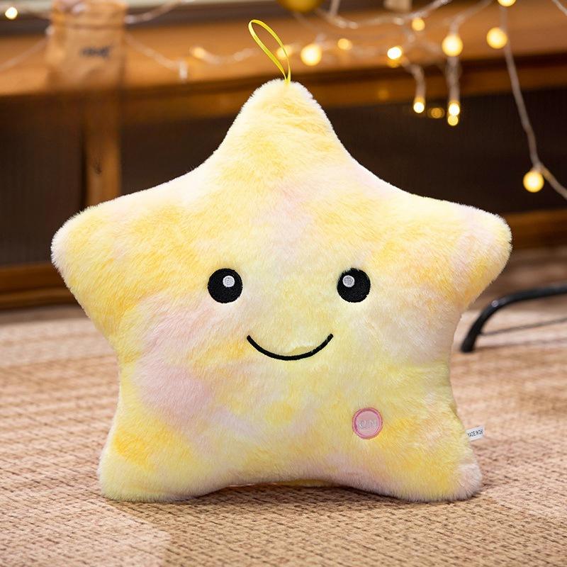 Cartoon Tie-dye Rabbit Hair Glowing Five-pointed Star Pillow Star Plush Toy Girl Doll Gift