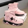 28-38 Children's Winter Plus Plush Warm Snow Boots Cotton Boots Fashionable Waterproof Sports Shoes