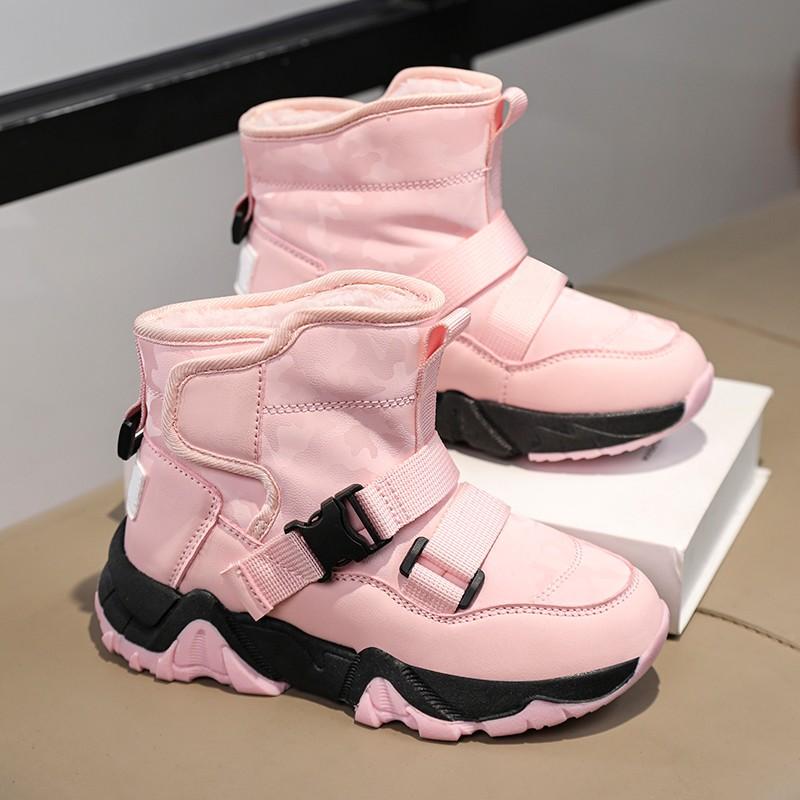 28-38 Children's Winter Plus Plush Warm Snow Boots Cotton Boots Fashionable Waterproof Sports Shoes