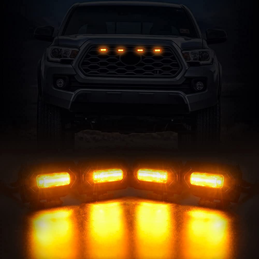 Pmandgk 4 LED Front Grille Lights, External Grille Lamp for Rtor Off Road 2020 2021, Yellow Light