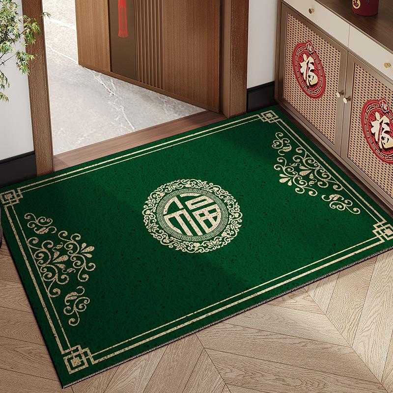 Green Door Floor Mat Entering The Door Silk Ring Foot Pad Non-Slip And Dirt-Resistant Door Mat Thickened Carpet Can Be Cut And Thickened