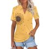 Moda Donna Casual Risvolto Manica Corta Stampa Camicia Top da Donna con Scollo a V