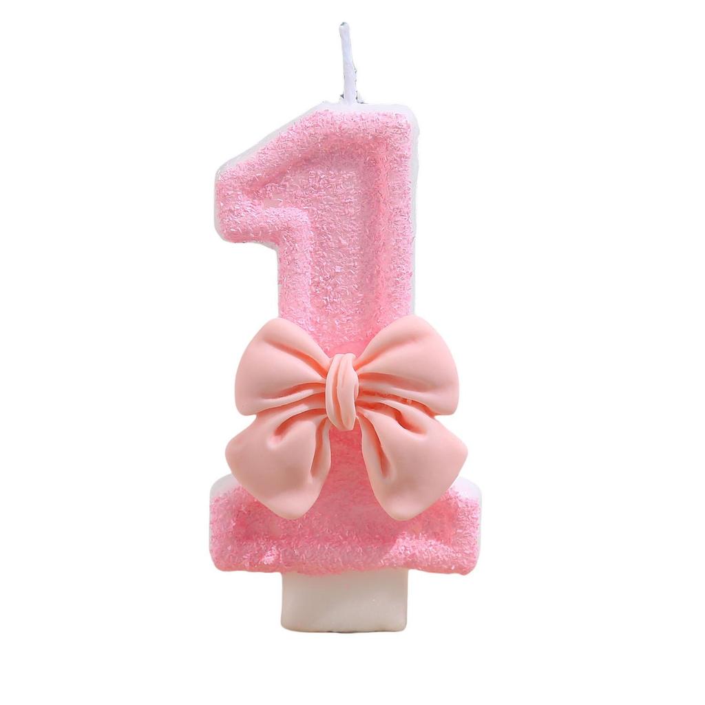 Pink Wax Birthday Number Candles with Transparent Bows – Creative DIY Art