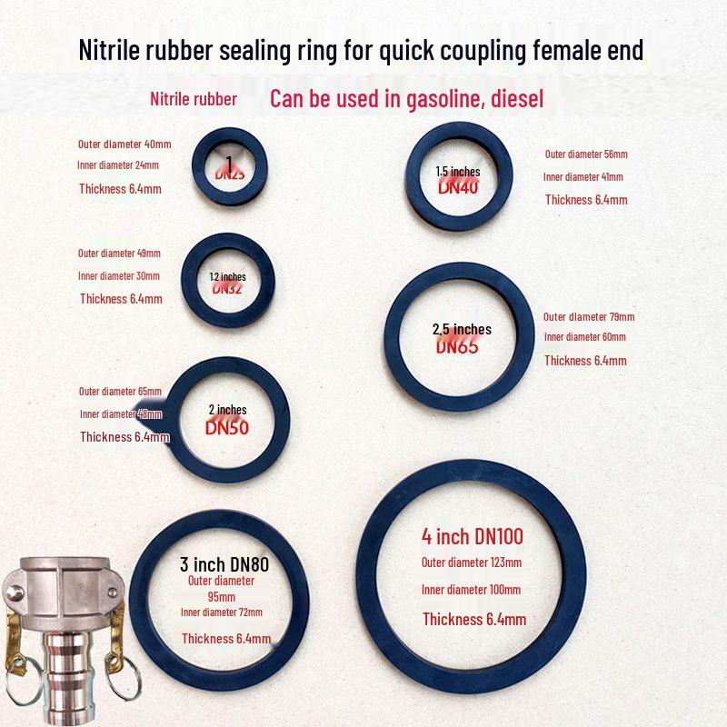 Quick Connector Gasket Set: 1-4 inch Oil-Resistant Silicone & Leather Seals