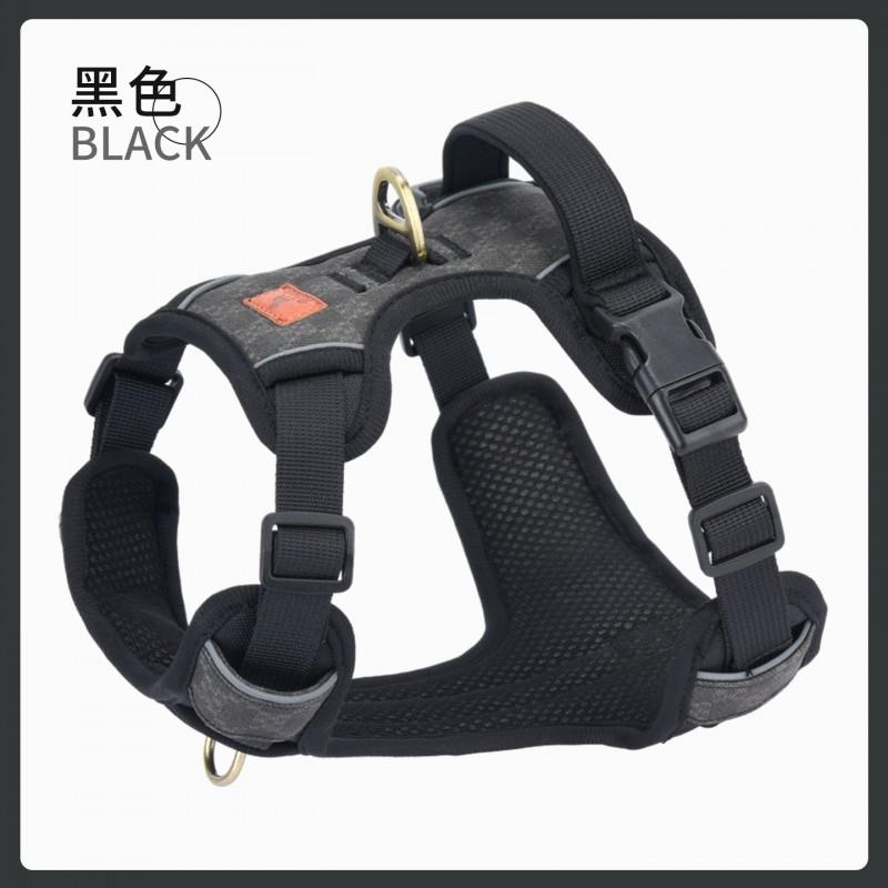 Adjustable Leather Pet Harness Vest With Reflective Stripes Small To Medium Dogs Outdoor Walking Safety