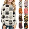 Kids Long Sleeve T-Shirt with Halloween Print, Round Neck, for Boys and Girls
