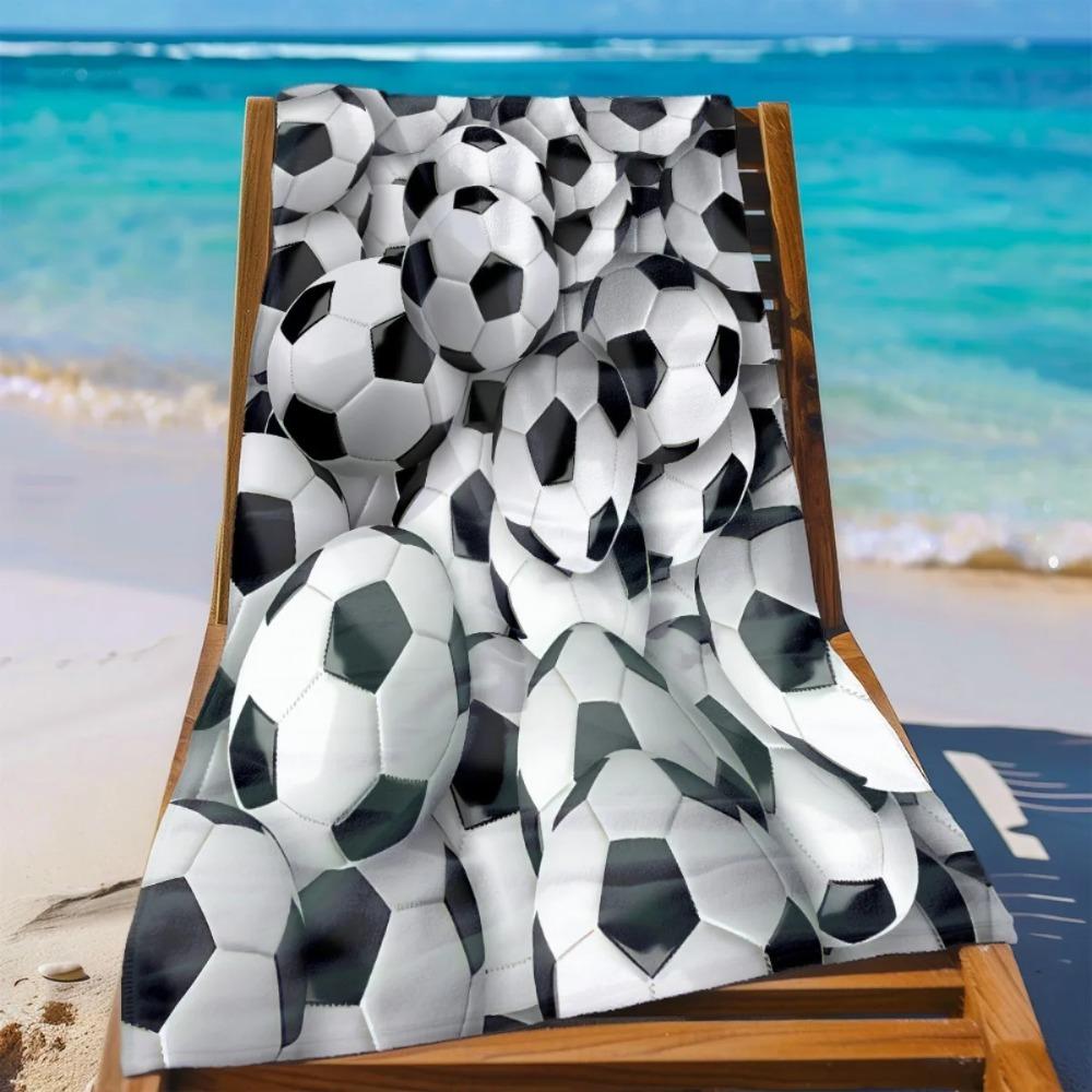 1Pc Contemporary Soccer Ball Beach Towel - Ultra-Absorbent Microfiber, Soft & Lightweight, Perfect For Beach, Parties, Camping