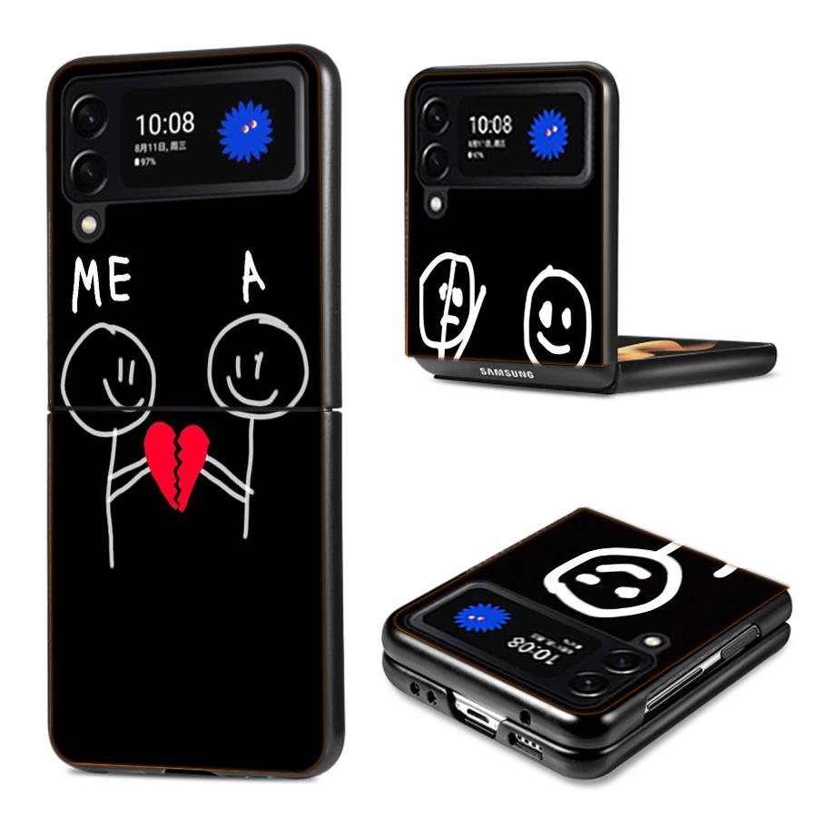 Funny Cute Cartoon Matchman Phone Case For Samsung Z Flip 7 6 5G Galaxy Z Flip4 Z Flip5 Z Flip3 Coque Black Hard PC Shell Protec