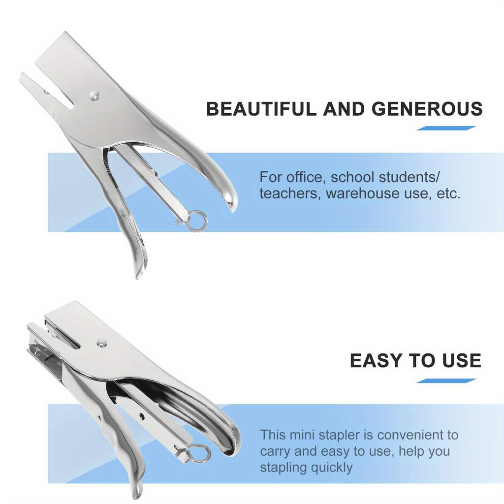 20 Foi Capsator Fără Blocaj Mâner Metalic Capsator de Birou Heavy Duty Fără Ac de Capsare (Argint)