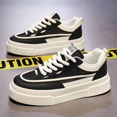 2024 Estate Nuove Scarpe Sportive da Uomo alla Moda Taglio Basso Casual con Suola Spessa Rete Traspirante Allacciate Bianche Scarpe da Studente