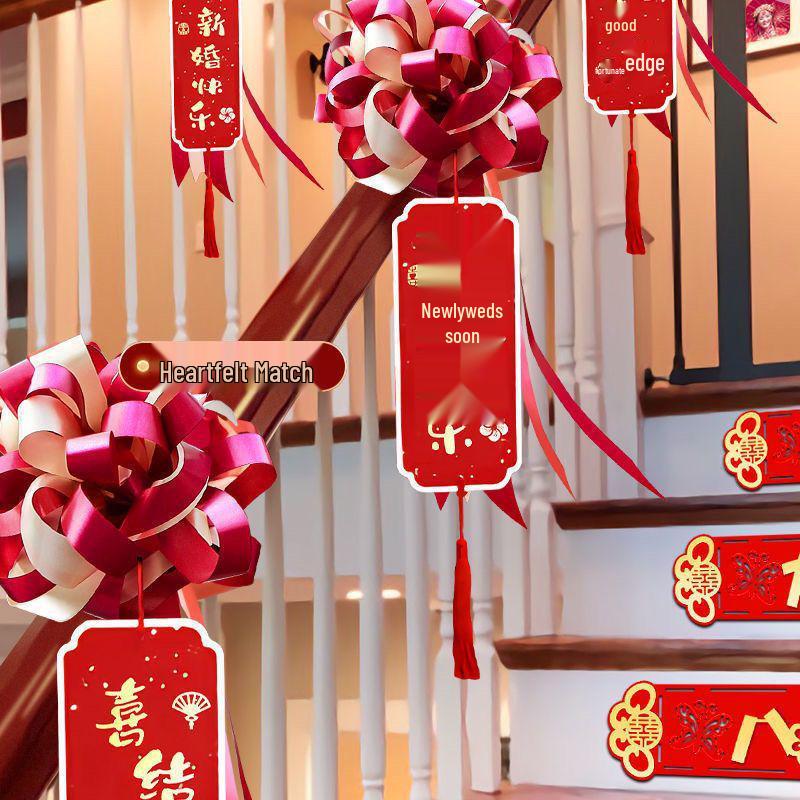 Wedding Stair Railing Decoration Package with Balloons and Flowers: Full Set for Handrail and Escalator