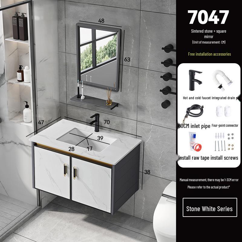 Luxury Space Aluminum Bathroom Vanity with Integrated Ceramic Basin for Compact Spaces