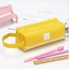 Pencil Solid Color Bag Stripe Rectangular Double-layer Letter Double Zippers Large Capacity Stationery