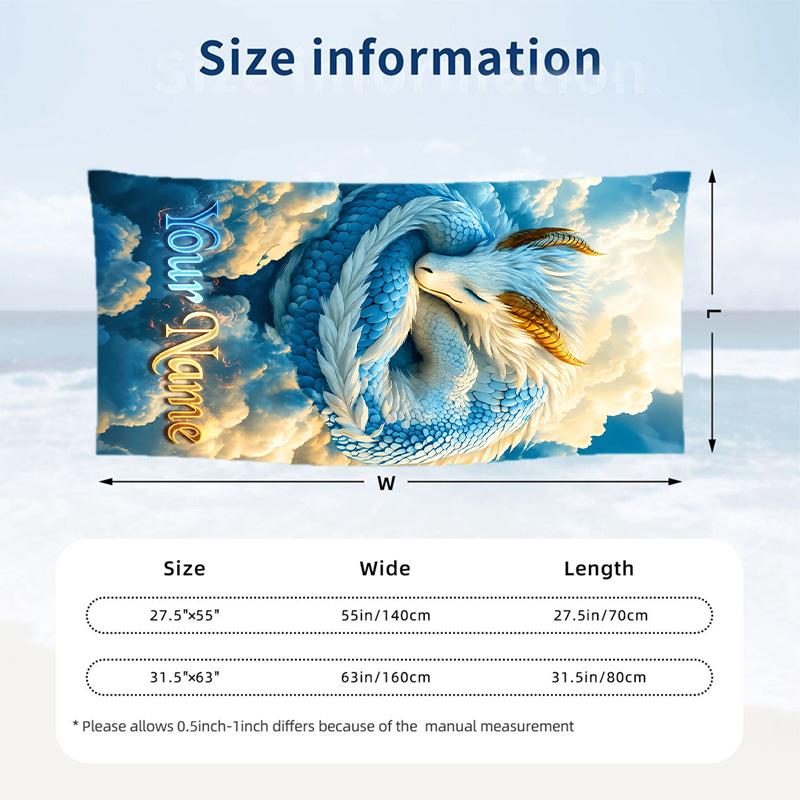 Dragon Theme Beach Towel Personalized Custom Name & Text Soft Quick Dry Beach Towel for Swimming Travel