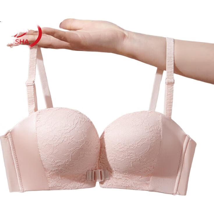 LangSha Women's Front-Closure Strapless Bra, Non-Slip Push-Up Invisible Backless Bra, Enhancing for Small Breasts, Bandeau Bra