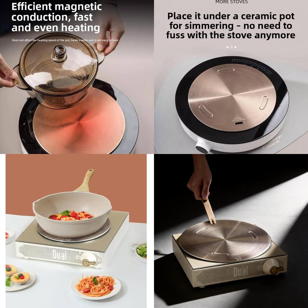 Piastra di Trasferimento Calore per Fornelli Elettrici Pad Magnetico in Rame per Compatibilità Pentole da Cucina