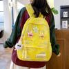 Autumn New Simple Lightweight Student Backpack Junior/high School Girl Schoolbag Cute Sweet Embroidery Striped Travel Book Bags with Cartoon Pendant